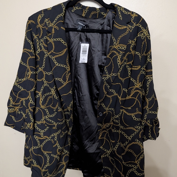 Chain Pattern Black and Gold Women's Top - Picture 3 of 4